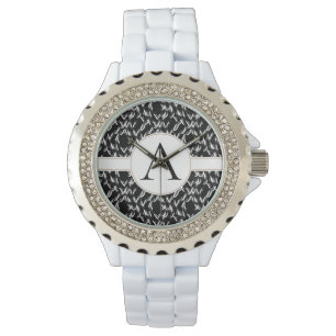 Elegant Black en White Abstracte Mono Horloge