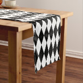 Elegant Black en White Argyle Pattern Korte Tafelloper (Voorbeeld)