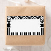 Elegant Black en White Art Deco Damask Stripes Etiket (Insitu)