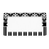 Elegant Black en White Art Deco Damask Stripes Etiket (Voorkant)