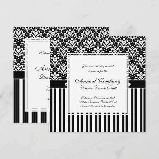 Elegant Black en White Art Deco Damask Stripes Kaart (Voorkant / Achterkant)