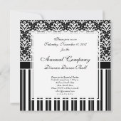 Elegant Black en White Art Deco Damask Stripes Kaart (Achterkant)