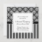 Elegant Black en White Art Deco Damask Stripes Kaart (Voorkant)