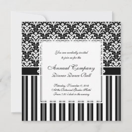 Elegant Black en White Art Deco Damask Stripes Kaart