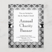 Elegant Black en White Art Deco Floral Damask Flyer (Achterkant)