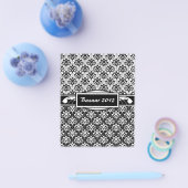 Elegant Black en White Art Deco Floral Damask Flyer (Enkel)