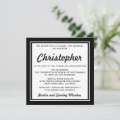 Elegant Black en White Bar Mitzvah Kaart (Staand voorkant)