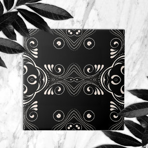 Elegant Black en White Baroque Arabesque Pattern Tegeltje