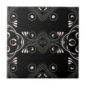 Elegant Black en White Baroque Arabesque Pattern Tegeltje (Voorkant)