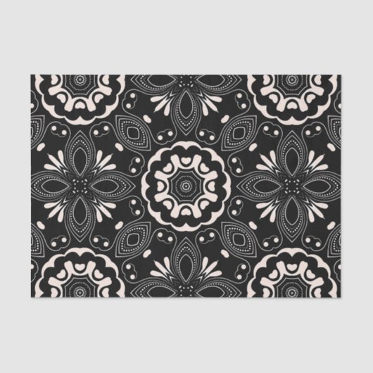 Elegant Black en White Baroque Arabesque Pattern Tissuepapier (Voorkant)