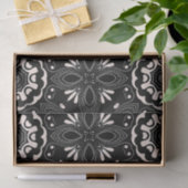 Elegant Black en White Baroque Arabesque Pattern Tissuepapier (Geschenk)