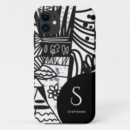 Elegant Black en White Bohemian Botanical Case-Mate iPhone Case