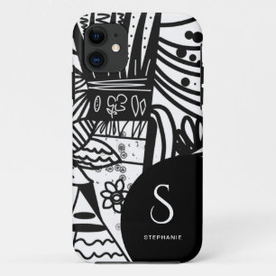 Elegant Black en White Bohemian Botanical Case-Mate iPhone Case