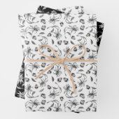 Elegant Black en White Botanical Gift Inpakpapier Vel (In situ)