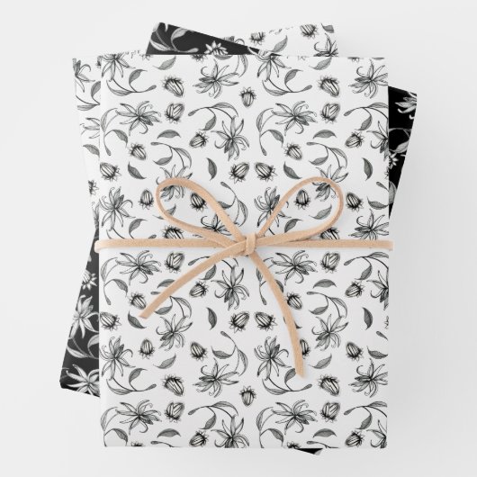 Elegant Black en White Botanical Gift Inpakpapier Vel (In situ)