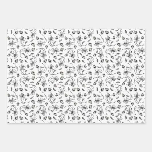 Elegant Black en White Botanical Gift Inpakpapier Vel (Voorkant)