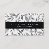 Elegant Black en White Botanical Leaves Pattern Visitekaartje (Voorkant)