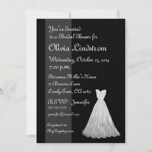Elegant Black en White Bridal Shower Invitation Kaart