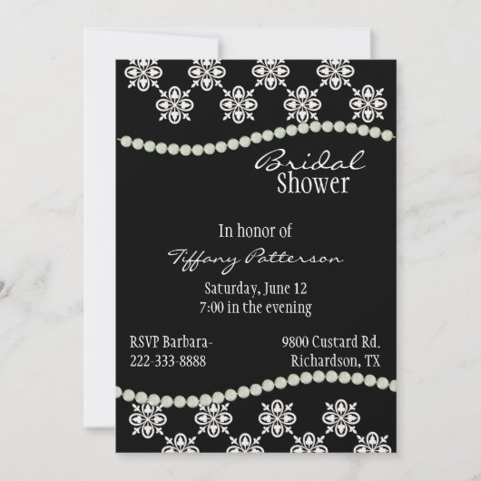 Elegant Black en White Bridal Shower Invitation Kaart (Voorkant)