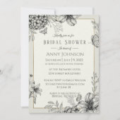Elegant Black en White Bridal Shower Invitation Kaart (Voorkant)