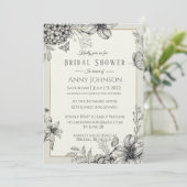 Elegant Black en White Bridal Shower Invitation Kaart (Staand voorkant)