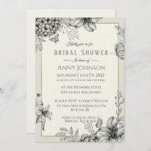 Elegant Black en White Bridal Shower Invitation
