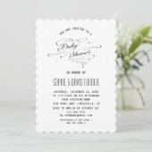 Elegant Black en White Calligraphy Baby shower Kaart (Staand voorkant)