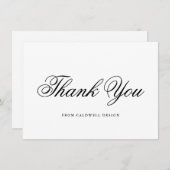 Elegant Black en White Calligraphy Business Bedankkaart (Voorkant / Achterkant)