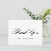 Elegant Black en White Calligraphy Business Bedankkaart (Staand voorkant)