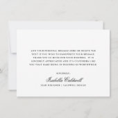 Elegant Black en White Calligraphy Business Bedankkaart (Achterkant)