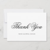 Elegant Black en White Calligraphy Business Bedankkaart (Voorkant)