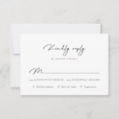Elegant Black en White Calligraphy RSVP Card (Voorkant)