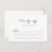 Elegant Black en White Calligraphy RSVP Card (Voorkant / Achterkant)