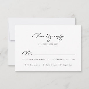 Elegant Black en White Calligraphy RSVP Card