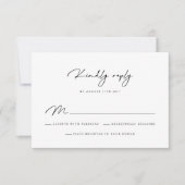 Elegant Black en White Calligraphy RSVP Card (Voorkant)