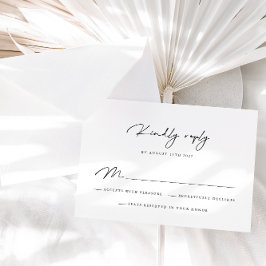 Elegant Black en White Calligraphy RSVP Card Kaartje