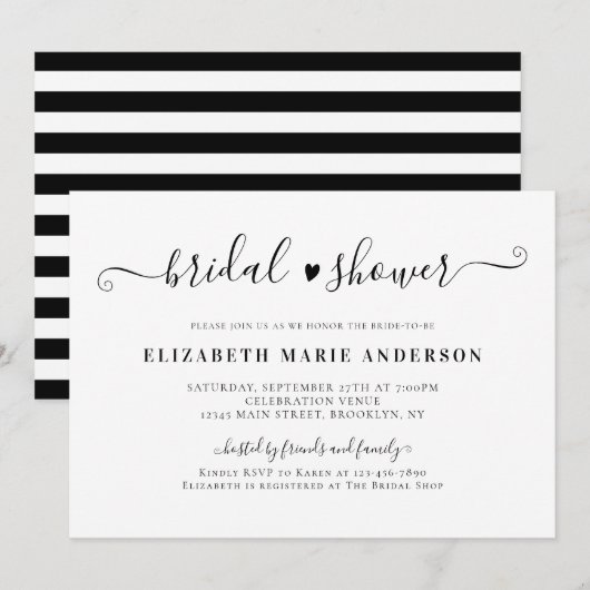 Elegant Black en White Calligraphy Vrijgezellenfee Kaart (Voorkant / Achterkant)
