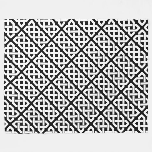 Elegant Black en White Celtic Knot Pattern Fleece Deken (Voorkant (Horizontaal))
