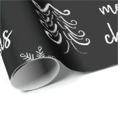 Elegant Black en White Chalk Merry Kerstmis Cadeaupapier (Rol Hoek)