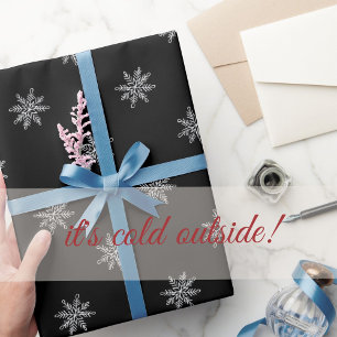 Elegant Black en White Chalk Snowflakes Cadeaupapier
