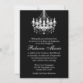 Elegant Black en White Chandelier Bat Mitzvah Kaart (Voorkant)