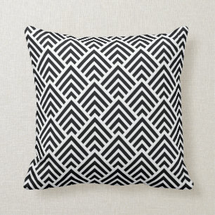 Elegant Black en White Chevron Geometric Pattern Kussen