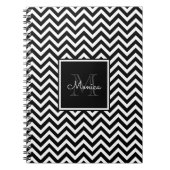 Elegant Black en White Chevron Monogram Notitieboek (Voorkant)