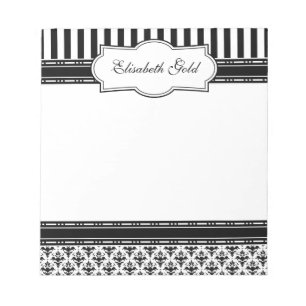 Elegant Black en White Classic Damask Notitieblok