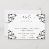 Elegant Black en White  Classic Wedding RS RSVP Kaartje (Voorkant)