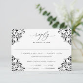 Elegant Black en White  Classic Wedding RS RSVP Kaartje (Staand voorkant)