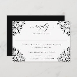 Elegant Black en White  Classic Wedding RS RSVP Kaartje