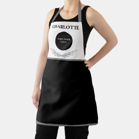 Elegant Black en White Custom Business Logo Schort (Insitu)