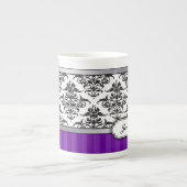 Elegant Black en White Damask Bone China mok (Voorkant)