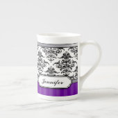 Elegant Black en White Damask Bone China mok (Rechts)